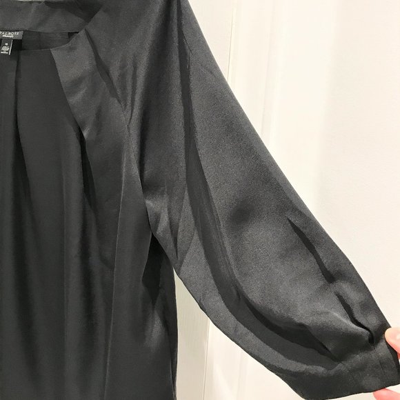 Talbots Women Black Pleated 3/4 Sleeve Blouse Tunic Size 16 - Picture 3 of 6